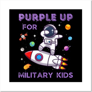 Purple Up Military Kids Military Child Month Astronaut Funny Posters and Art